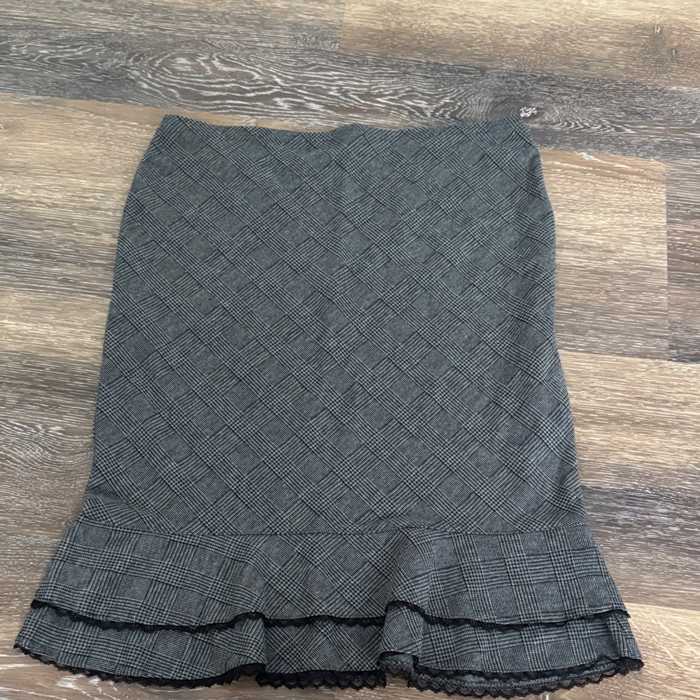 Express Charcoal Pencil Skirt with Ruffle Hem